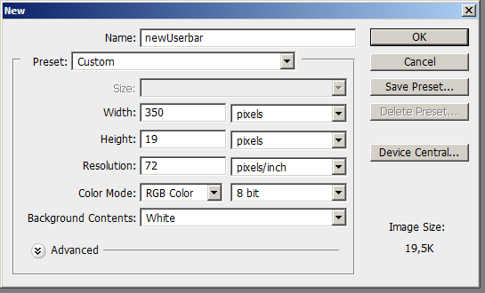 Create a 350 x 19 image Create a 350 x 19 image