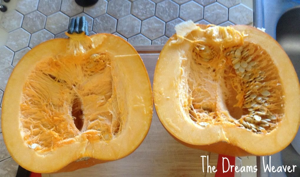 The Dreams Weaver - Roasted Pumpkin Puree Recipe photo Pumpkin2wline_zps671a9d8d.jpg